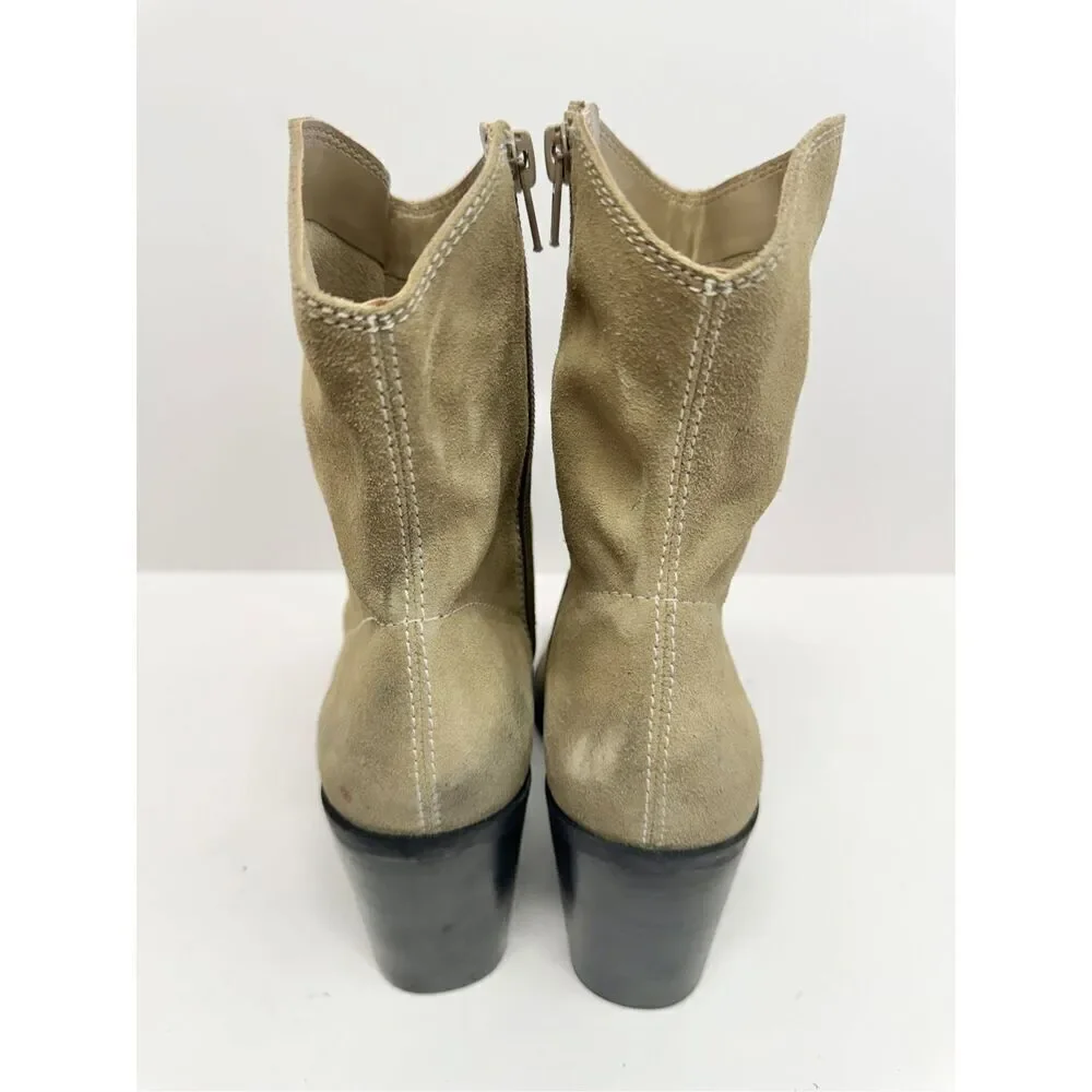 BP. Surina Western Boot in Tan Smoke Size‎ 5.5 Leather Block Heel